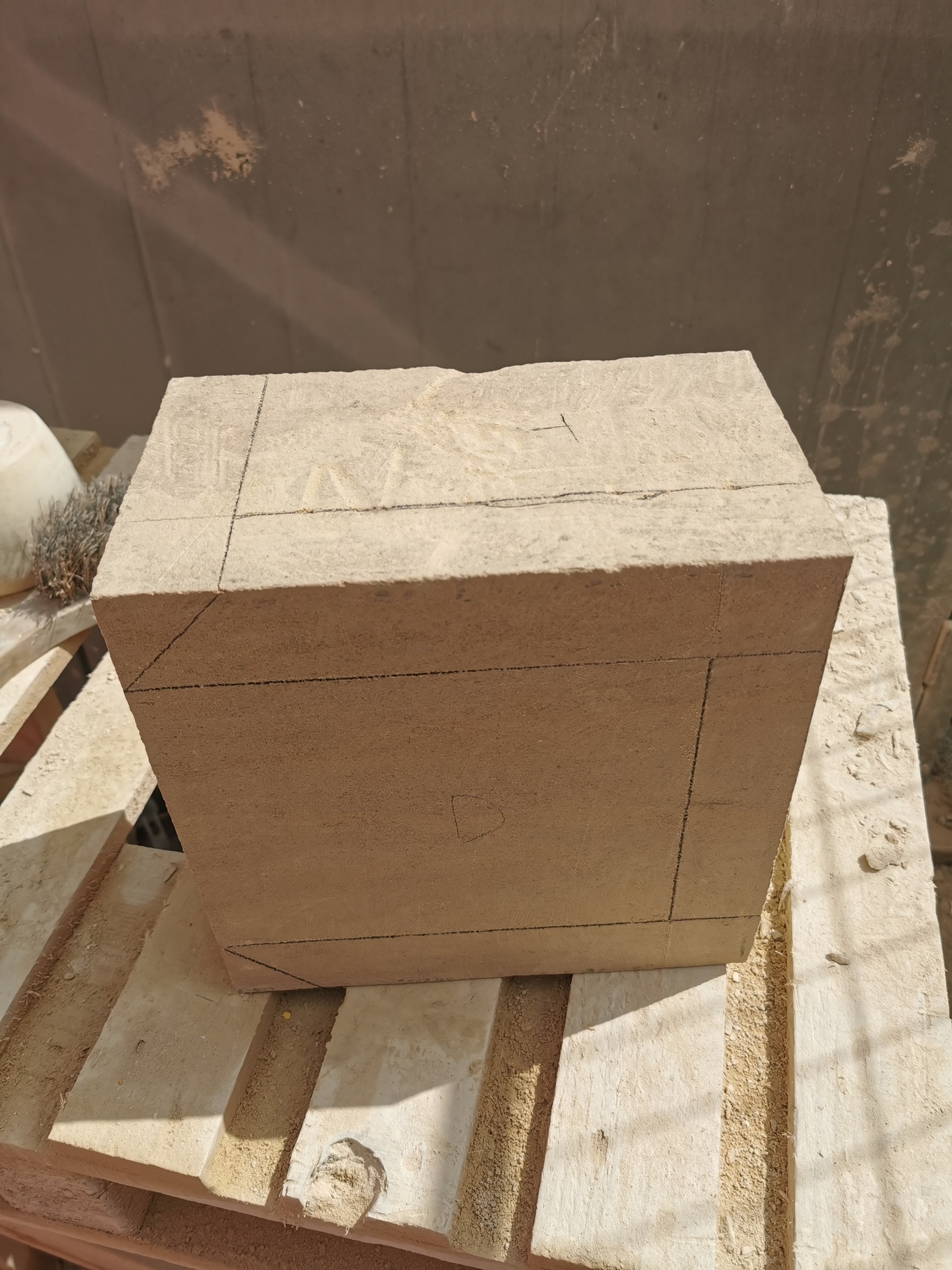Stone carving before restoration