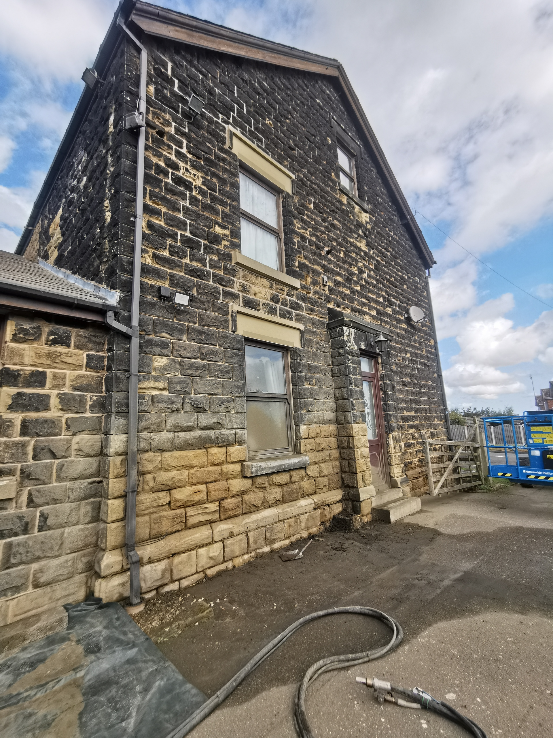 Stonework during careful cleaning